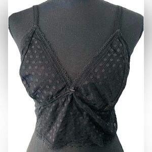 VS  pink lace Flocked Polka Dot Lace  Bralette NEW XL Black Comfy Sexy